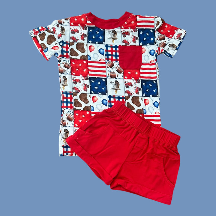 Two-Piece Shorts Set - Chaotic & Patriotic - Size up for Comfort