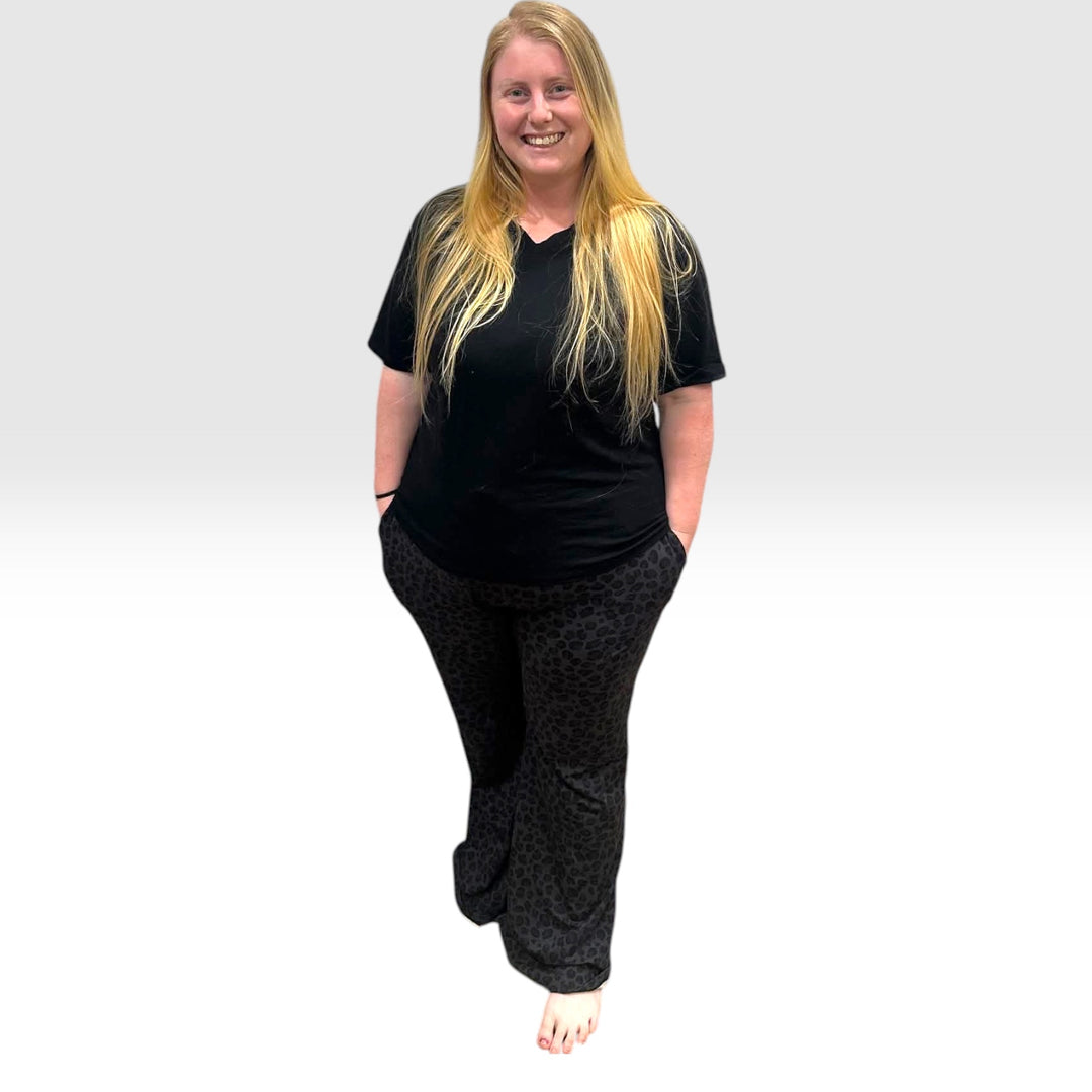 Womens Lounge Pants - Black Cheetah