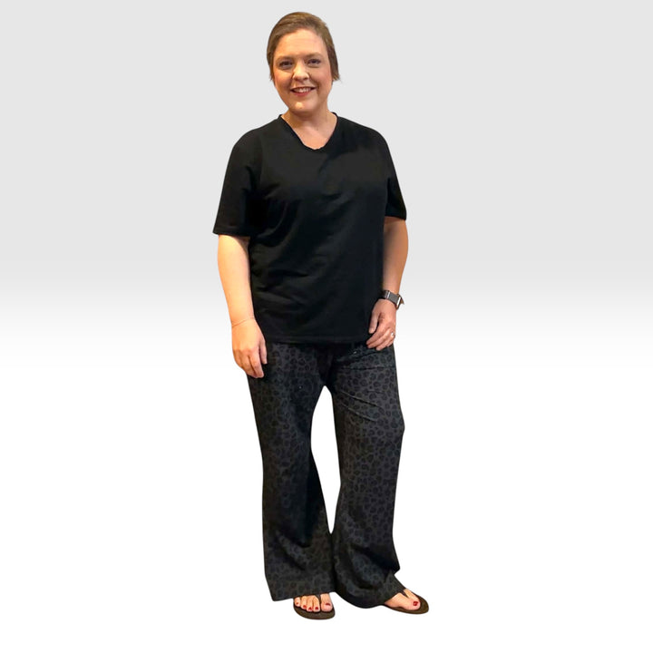 Womens Lounge Pants - Black Cheetah