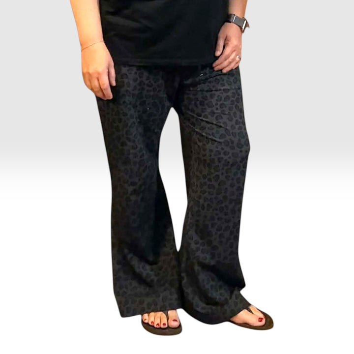 Womens Lounge Pants - Black Cheetah