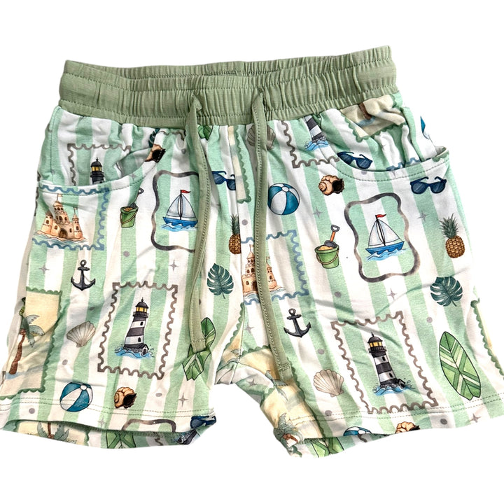 Pocket TShirt and Shorts - Coastal Treasures - 3 Piece Set