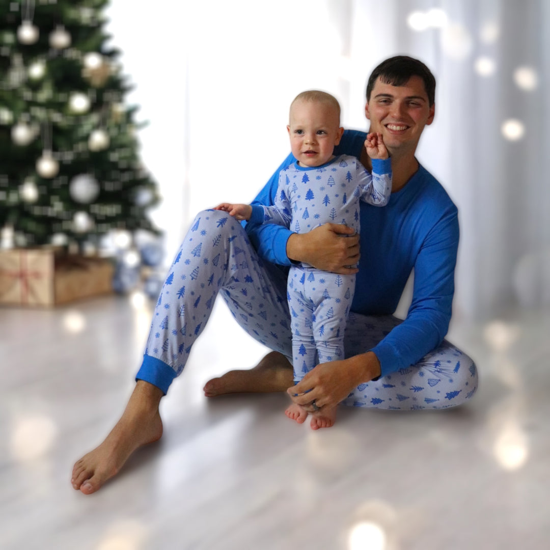 Adult  Mens PJ's - Candy Colored Christmas - Blue