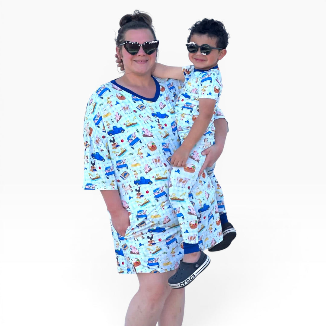 Adult Nightgown -  Blue Truck - One Size