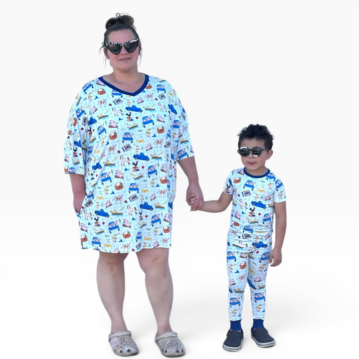 Adult Nightgown -  Blue Truck - One Size