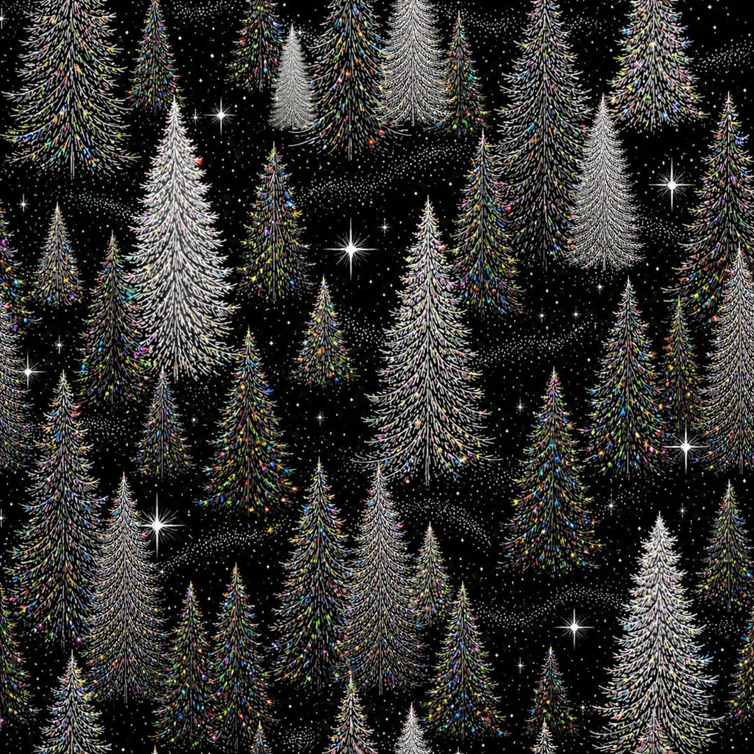 Womens Slight Flare Pants  - Christmas - Black Trees