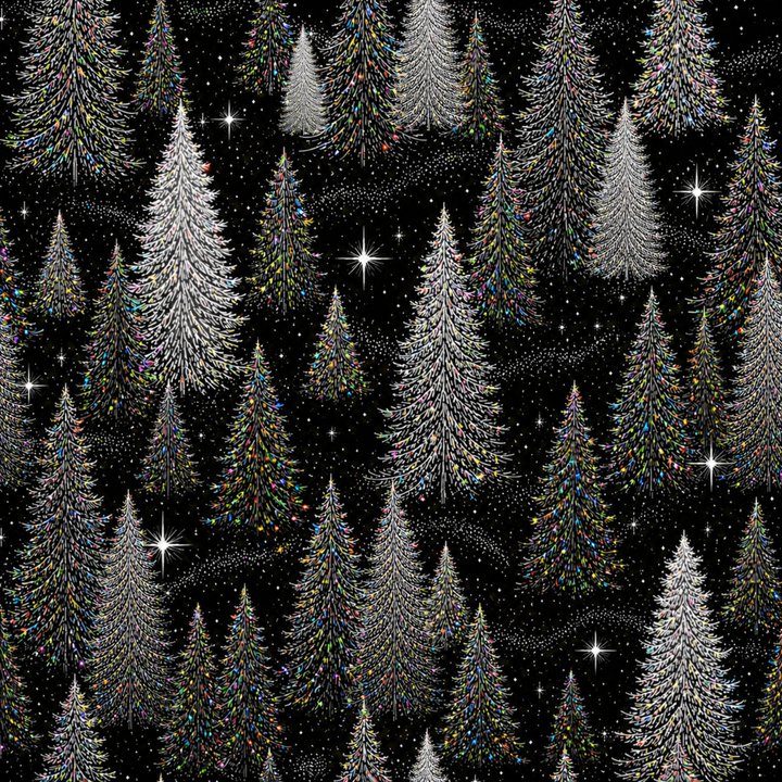 Womens Slight Flare Pants  - Christmas - Black Trees